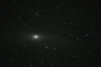 M31 Great Andromeda Galaxy. With M32 and M110. 2 minute exposure with Nikon D300 at 1600ASA using 500mm f8 lens.