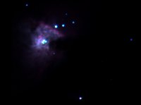 M42 image using UHC-RGB filters. Stacked 4-30 second images through each filter. Taken 23 January 2011 from Calgary using a MAK127.
